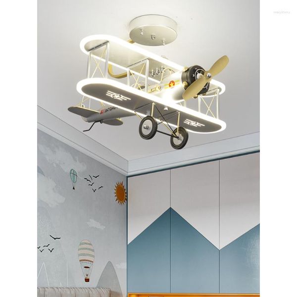 Tavan Işıkları Kolye lambası Led Sanat Avizesi Işık Modern Karikatür Hava Uçak L67cm H45CM De Çocuk Çocuk Yatak Odası Kreş Dekoratif