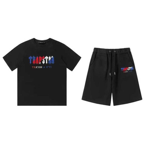 Desenhos de movimento Roupas de algodão Conjunto curto Verão Masculino Trapstar London Shooters Feminino Parte inferior bordada Roupas de treino Design of motion 547ess