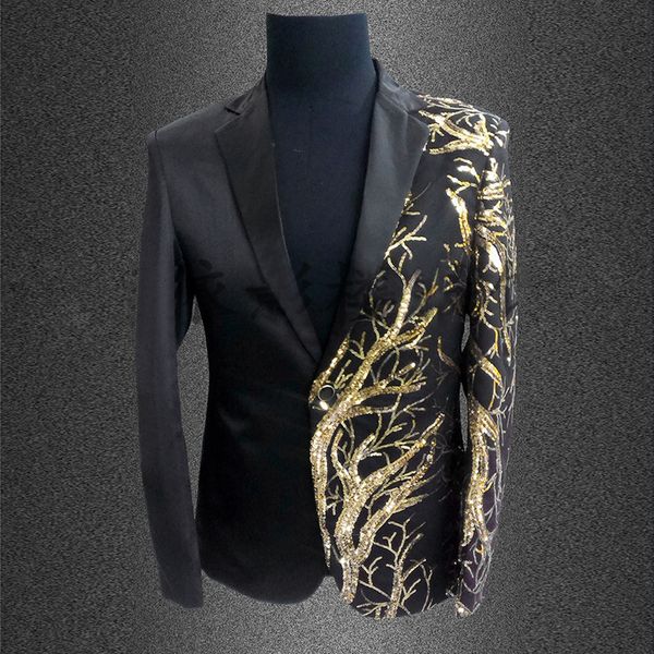 Мужские костюмы Blazers Sequin Mens Stage Jacket Gold Blazer для мужчин Costumes Club Seerer Seecints Black Stage Red 230625