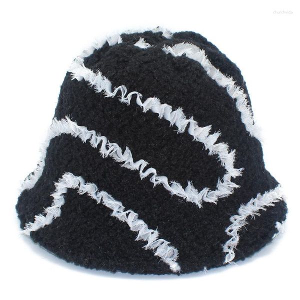 Berets Winter Plüsch Eimer Hut Fischer Hüte Für Frauen Mode Warme Skullies Beanie Damen Casual Abdeckung Kopf Kappen