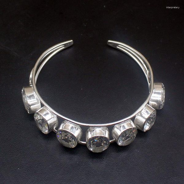 Armreif Hermosa Jewelry Dazzling Multi Stone White Topazz Silber Farbe Fashion Arrival Offen für Damen 20234591BangleBangle