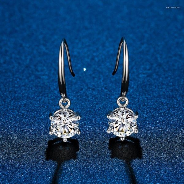Orecchini a bottone Real Moissanite Dangler 0.5ct 1ct Colore D Diamond Drop 925 Silver Eardrop Jewelry Dazzling For Wedding