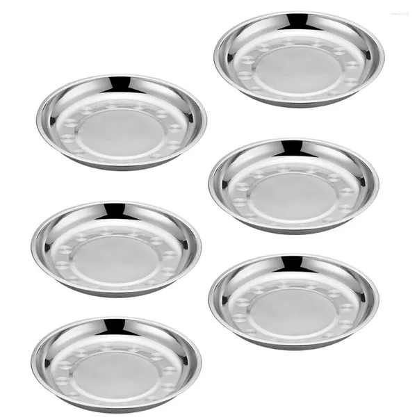 Наборы столовой посуды 6 шт. диск из нержавеющей стали круглая тарелка тарелка смешанные суши лоток для хранения пасты барбекю смешивание салат кухня детская
