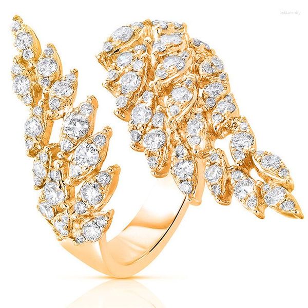 Hochzeit Ringe Mode Braut Glanz Engel Feder Flügel Temperament Romantische Adjuistable Offene Exquisite Luxus Schmuck Accessoires