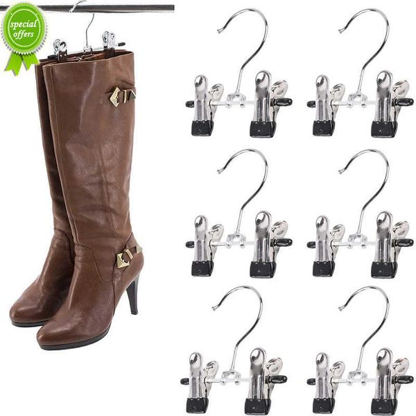 Neue 2Pcs Tragbare Edelstahl Schuh Rack Hosen Ordner Boot Aufhänger Halter Einstellbare Reise Wäsche Haken Hängende Kleidung Socke clip