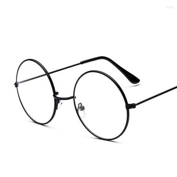 Güneş Gözlüğü Çerçeveleri Vintage Yuvarlak Gözlük Çerçeve Erkekler için Temiz Lens Metal Gösteri Gafas de Sol Sade
