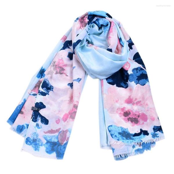 Cachecóis femininos lindos de algodão ombre floral franja xales moda alta qualidade macio envoltórios bandana hijab 4 cores 2023