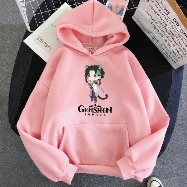 Felpe con cappuccio da donna Gioco Genshin Impact Xiao Stampato a maniche lunghe da uomo e da donna Felpa con cappuccio sportivo Hip Hop Harajuku Cosplay