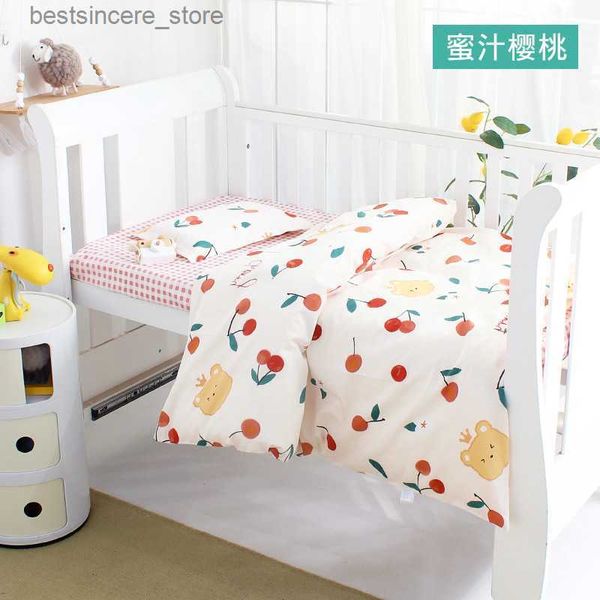 3Pcs Set Neonato Culla Biancheria da letto Biancheria da letto Cotone Printted Lenzuola Copripiumino Federa Misura personalizzata Four Seasons L230522