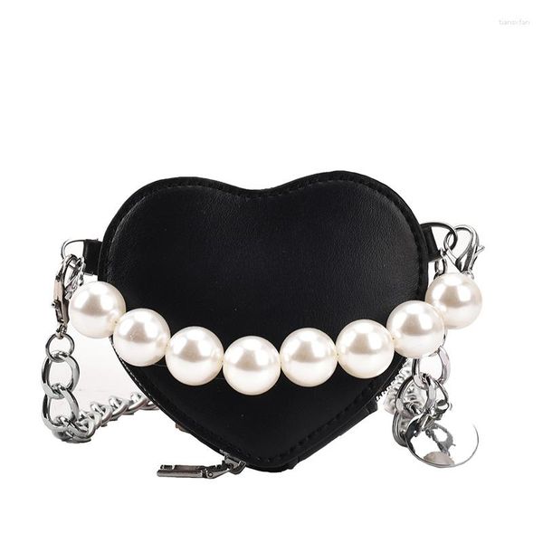 Abendtaschen Mini Damen Perlenstrang Kette Handtaschen Mode Schulter Umhängetasche Herz Schmuck Trendige Damen Clutch Bag