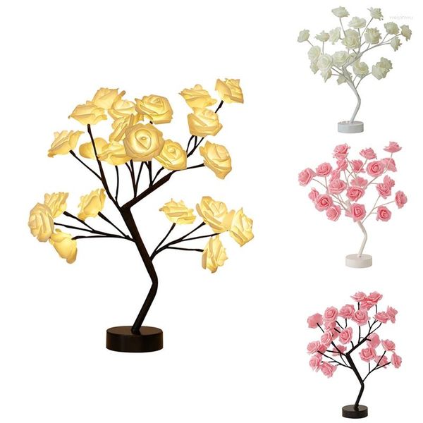 Nachtlichter, USB, batteriebetrieben, LED-Tischlampe, Rose, Blume, Bonsai-Baum, Girlande, Dekoration, Valentinstag