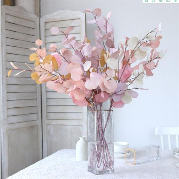 Flores decorativas de eucalipto artificial folhas de caules galhos falsos plantas para festa de casamento em casa decoração de outono