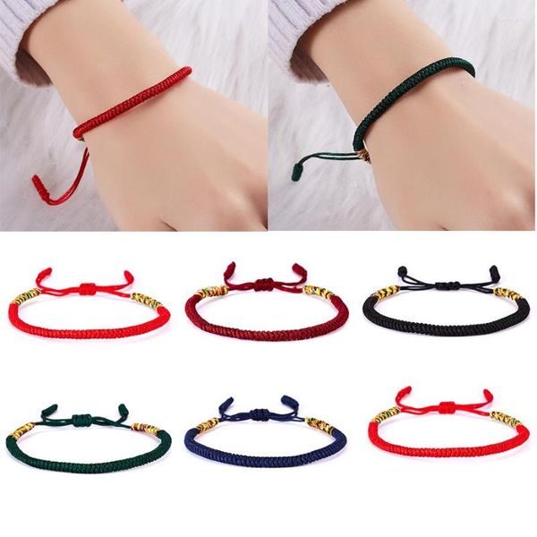 Charme Pulseiras 5 Cores Budista Tibetano Lucky Bangles Feitos à Mão Corda Budda Pulseira Para Mulheres Homens Jóias Presente