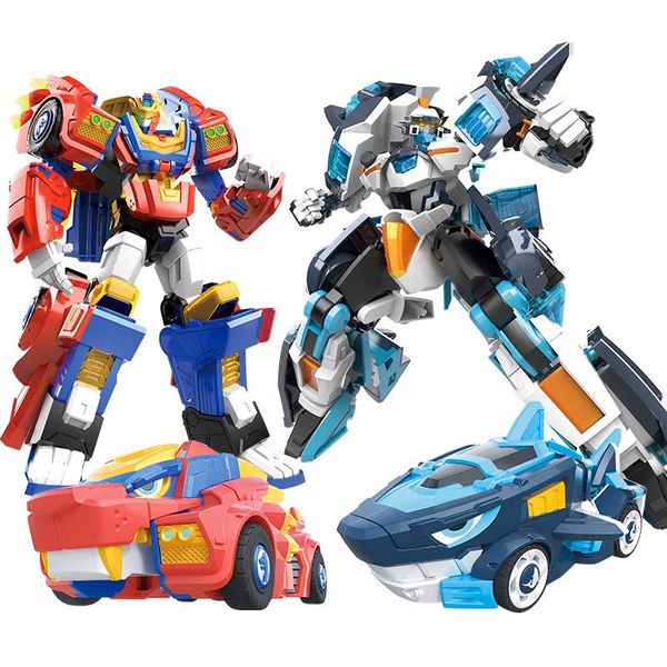 Giocattoli di trasformazione Robot Due modalità Wild Power Mini Force Transformation Robot to Car Toys Action Figures Mini Force X Deformation Lion / Shark Toy 230621