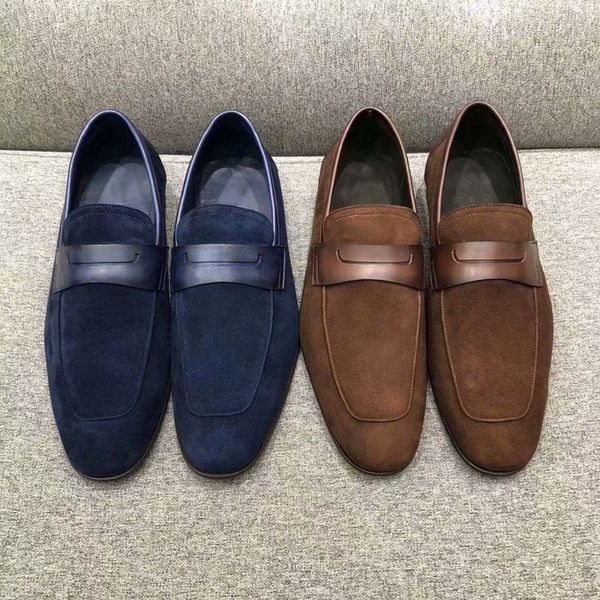 Scarpe in pelle scamosciata di moda di alta qualità Mocassini penny fatti a mano per uomo Scarpe casual da uomo di lusso con slip on flats