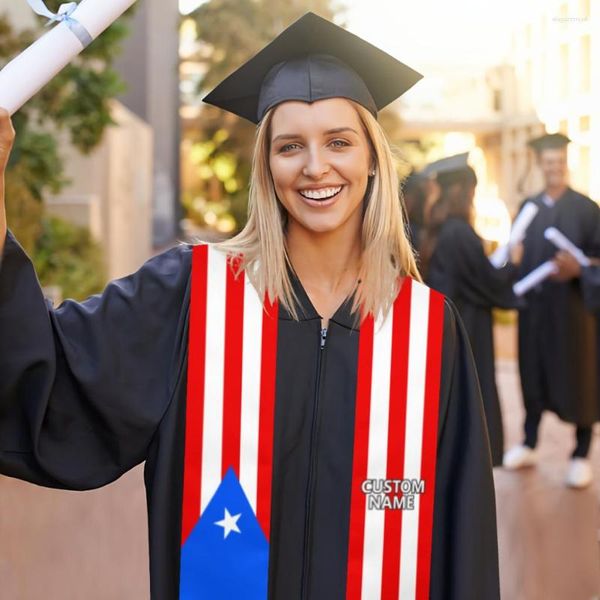 Accanlar Özel Adı Porto Riko Bayrak Eşarp Mezuniyet Sash Yurtdışında Uluslararası Araştırma Yurtdışı Yetişkin UNISEX Parti Aksesuar