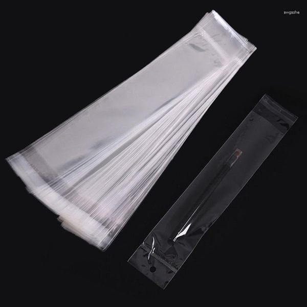 Embrulho para presente 100 unidades 32 cm plástico transparente saco autoadesivo selando pequenos sacos para caneta joias colar embalagem resselável