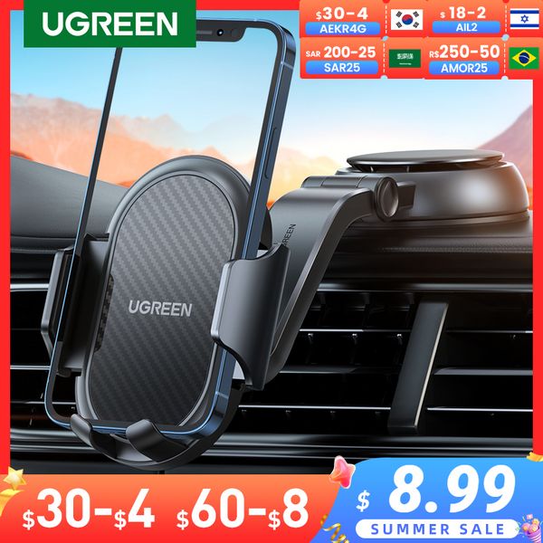 UGREEN Suporte de telefone para carro Gravity Dashboard Suporte de telefone móvel Suporte universal para iPhone 13 12 11 Xiaomi Samsung