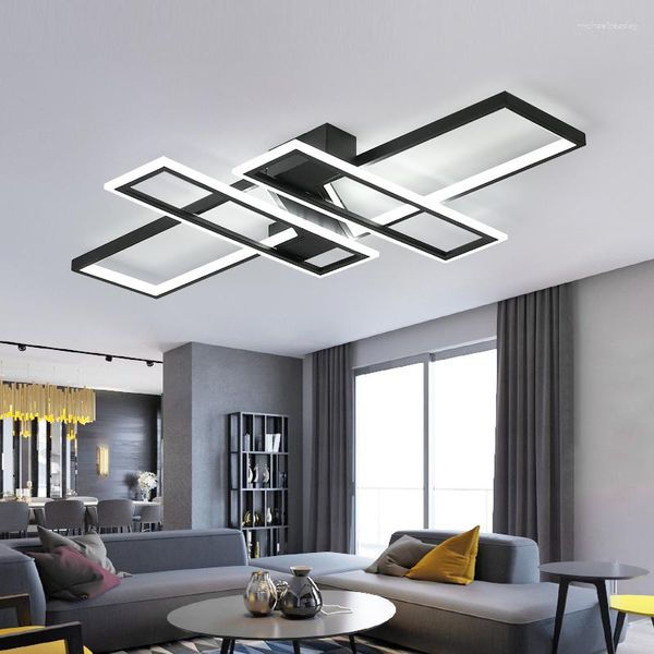 Lampadari Moderni Lampadari a LED Apparecchi di illuminazione per soggiorno Camera da letto Cucina Decorazioni per la casa con telecomando Black Lustre Dine Iamp