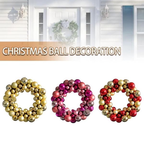 Fiori decorativi 1 PC Palline di Natale Ghirlanda artificiale Decorazione per porta d'ingresso Appeso Ghirlanda Ciondolo Parete Finestra Ornamenti Festa