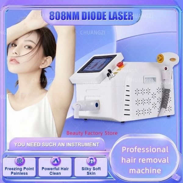 Máquina de remoção de pêlos a laser de diodo 808nm beleza profissional 755 808 1064nm máquina de remoção de pêlos indolor permanente para salão de beleza