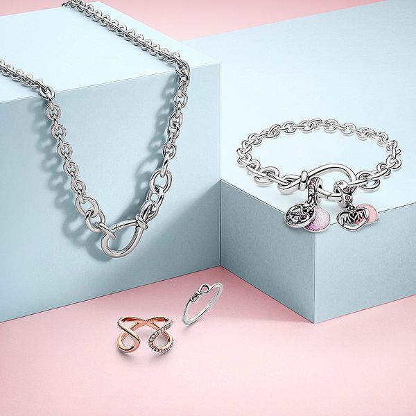 S925 Silber Farbe Ewiges Symbol Charms Armband DIY passen Pandora Armbänder elegant für Frauen Luxus Designer Schmuck Geschenk mit Originalverpackung