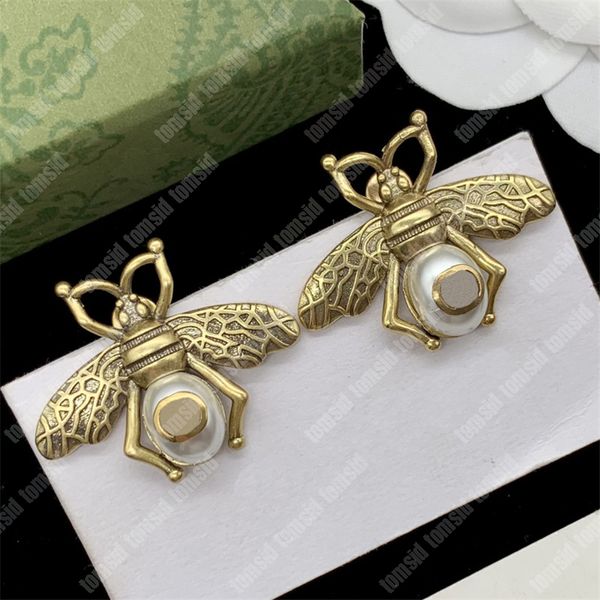 Biene Designer Ohrringe Für Frau Luxus Gold Ohrringe Klassische Doppel Buchstaben Damen Stud Ohrring Schmuck Mode Ohr Ringe