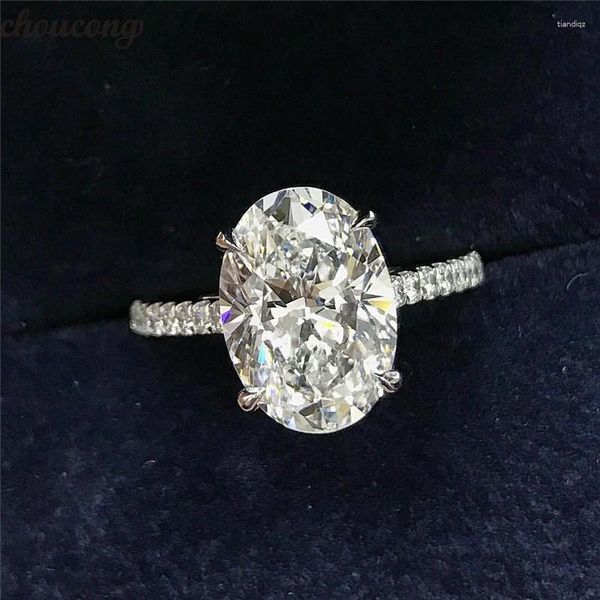 Cluster Rings Choucong Stunning Promise Ring 925 Sterling Silver Oval Cut 3ct Cz Wedding Band For Women Men Engagement Jewelry