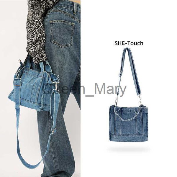 Borse da sera Denim Jeans Borse Cool Girl Totes 2023 Fashion Trend High Street Hardware Tote In Drop Ship Denim Mini borsa a tracolla Y2K da donna J230625