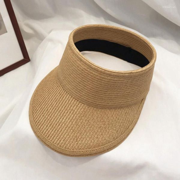 Visiere da donna estive casual visiera parasole cappellini larghi cappelli di paglia a tesa larga cappello da baseball per ragazze da spiaggia per adulti all'aperto