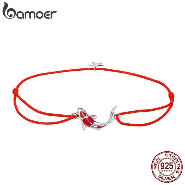 Charm Bracelets bamoer Guardian Lucky Fish Corda Bracelet para Casal Sterling Silver 925 Star Esmalte Jóias Amizade Bracelets SCB145HKD2306925