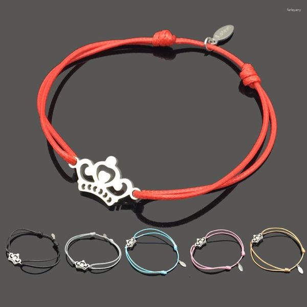 Braccialetti con ciondoli Corona Bracciale dei desideri in acciaio inossidabile Pendente della bussola di alta qualità Regalo con cordino regolabile