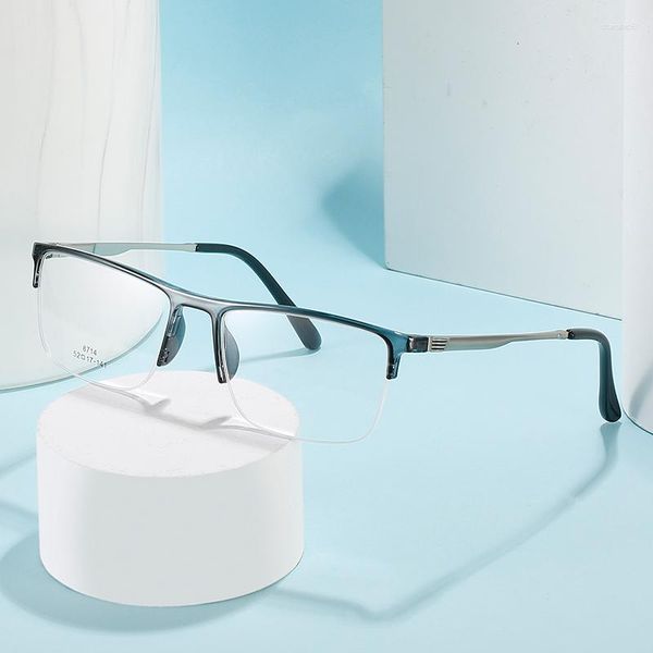 Солнцезащитные очки рамы ручной голубые блокирующие очки рамки наполовину uv400 оптические рецептурные сплавы с сплавными очками.