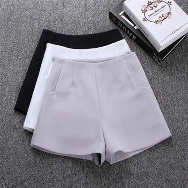 Shorts Feminino 2023 Verão Feminino Cintura Alta Terno Casual Moda Feminina Preto Branco Calça Curta Senhoras Elegante Solto Sólido