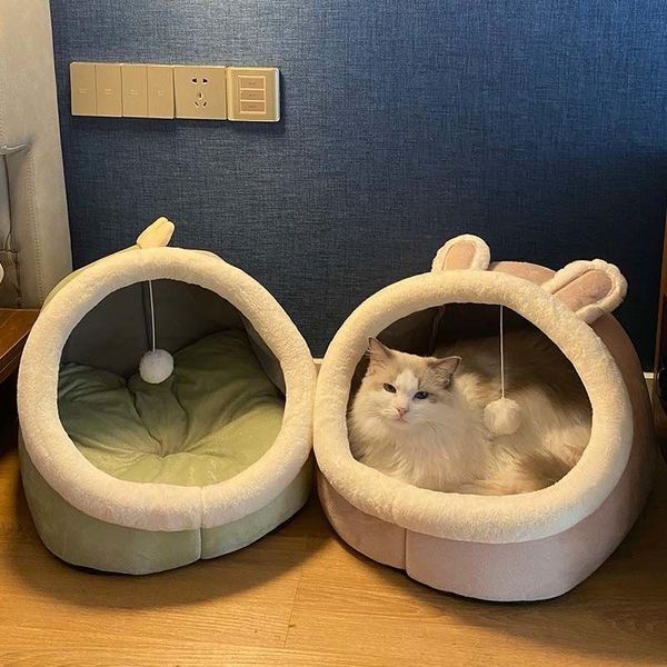 Acessórios de Mats Cat Bed for Chats House Litter All Seasons Summer Semienclosed Dog Home Chiens Kennel itens quentes itens Animal Nesk