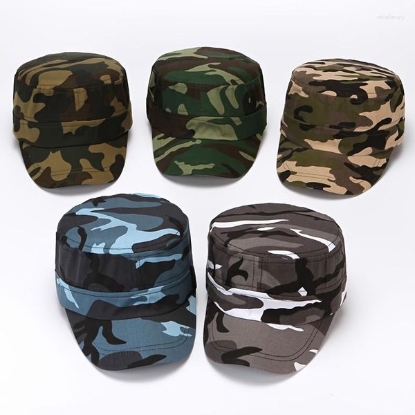 Gorros masculinos retrô camuflados respiráveis ajustáveis chapéu plano ao ar livre