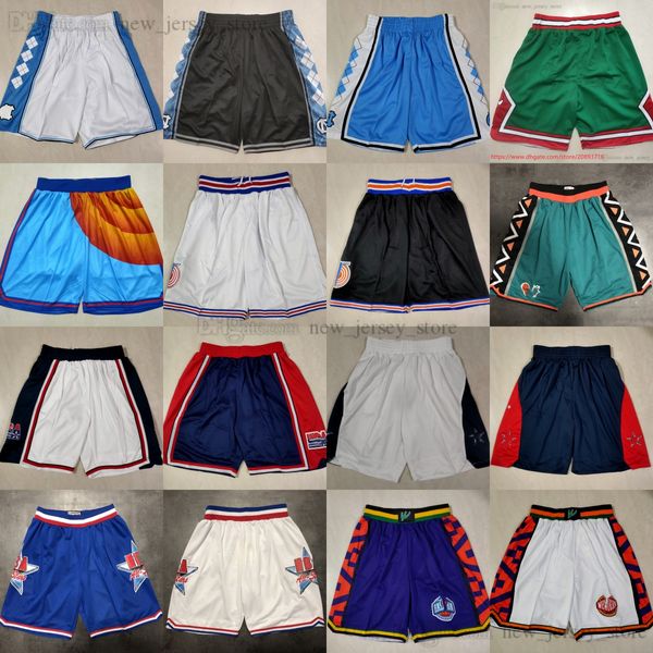 Pantaloncini da basket classici in rete retrò Film Pantaloni da spiaggia traspiranti per allenamento in palestra Pantaloni sportivi blu All-Star del 1992 Pantaloncini sportivi North Carolina College Bianco