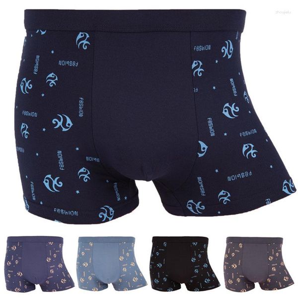 Cuecas 4 Peças / Bolsa Moda Modal Roupa Interior Masculina Floral Respirável Tamanho do Quadril Código Boxer Cor Misturada 002