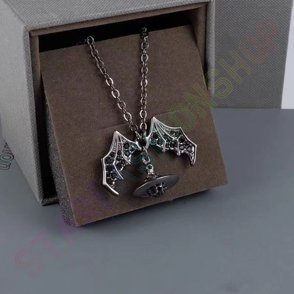 Fledermaus Designer Perlenkette Saturn Perlen Anhänger Mode Frauen Diamant Halskette Paar Schmuck Geschenk Fledermaus Mit Box Mode