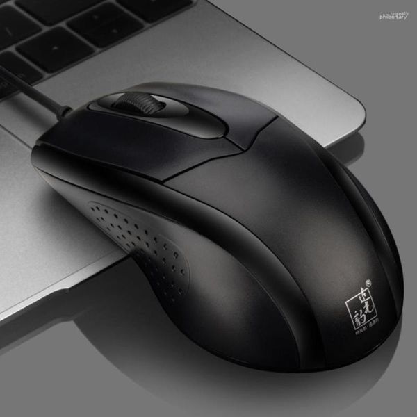 Ratos preto puro 3 botões LED ergonômico com fio Roda de rolagem Mouse óptico PS/2 para computador portátil PC