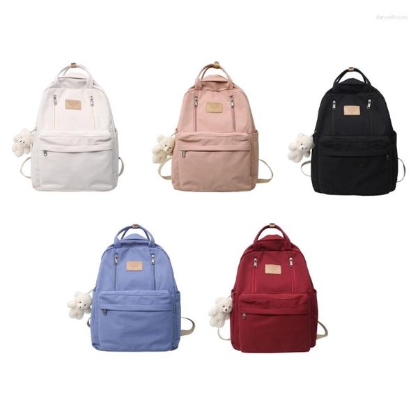 Borse da scuola Zaini di grande capacità Bookbag Borsa da college in nylon per studenti adolescenti 066F