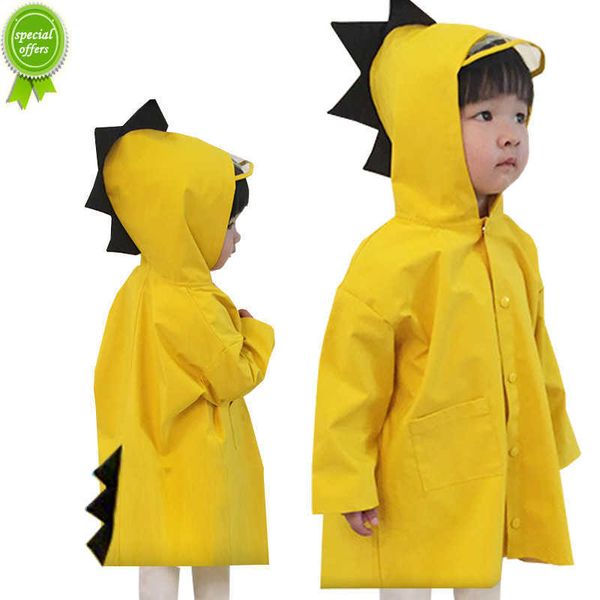 Nuovo simpatico dinosauro poliestere impermeabile per bambini cappotto antipioggia impermeabile per esterni bambini poncho impermeabile giacca antipioggia per ragazzi e ragazze giallo