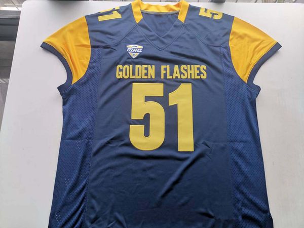 American College Football Wear Foto fisiche Kent State Golden Flashes 51 KERR Uomini Giovani Donne Vintage High School Taglia S-5XL o qualsiasi nome e numero di maglia