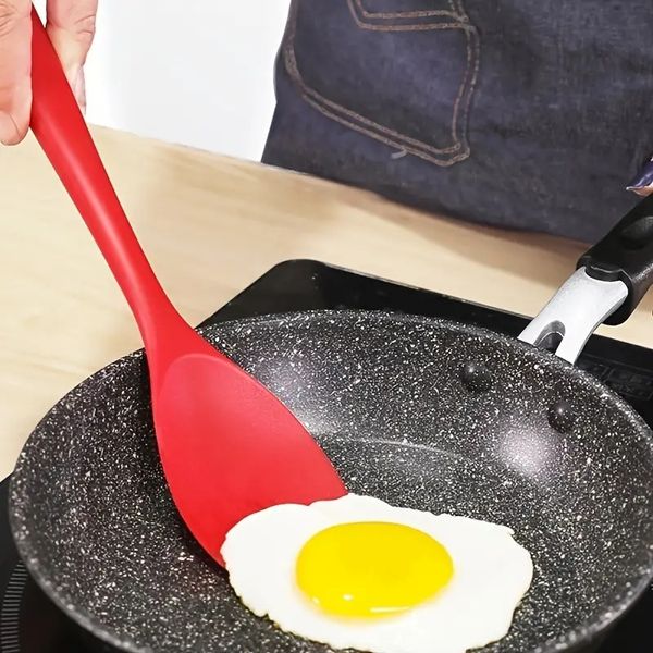 1 adet silikon spatula kaşık, BPA ücretsiz gıda sınıfı salata kaşığı, yüksek ısıya dayanıklı, saplı kazıyıcı, kepçe karıştırma, tencere aletleri, mutfak fırın eşyaları