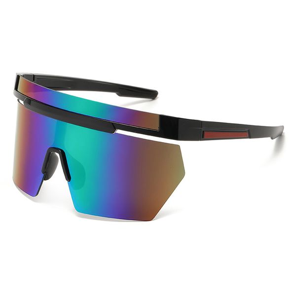 Toptan güneş gözlükleri kutuplaşmış lüks tasarımcılar erkek güneş gözlüğü açık hava spor bisiklet aynası moda tek parça güneş gözlüğü büyük çerçeve güneş gölge buff gözlükleri