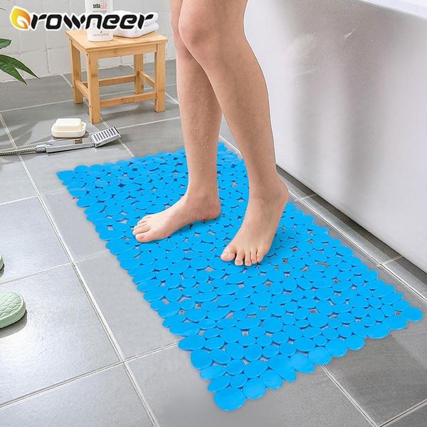 Tappetini da bagno antiscivolo Tappetini da bagno Forma di ciottoli Tappetino da bagno per doccia Cuscino per doccia a ventosa 70 cm * 36 cm Tappetini da bagno lunghi rettangolari in PVC