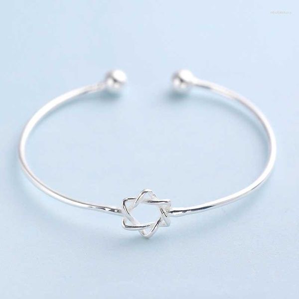 Bracelet S925 Argent Étoile à Six Branches Bracelet Bijoux Femme Ouvert Manchette Bracelets Cadeau De Noël