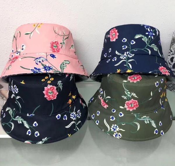 Chapéu de caçamba de designer 2023 novo chapéu feminino de dupla face estampado com letras florais gorro gorro boné de beisebol snapbacks pesca ao ar livre gorro de pescador