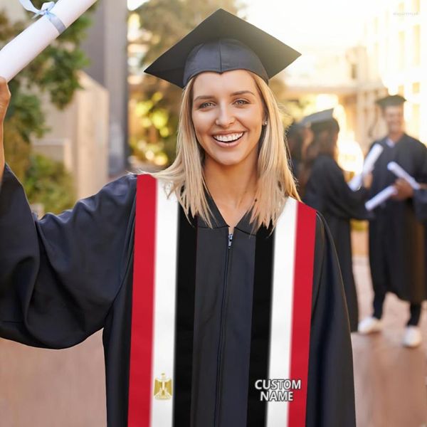 Cachecóis com Nome Personalizado Bandeira do Egito Cachecol Faixa de Formatura Estola Internacional Estudo no Exterior Adulto Unissex Acessório para Festa