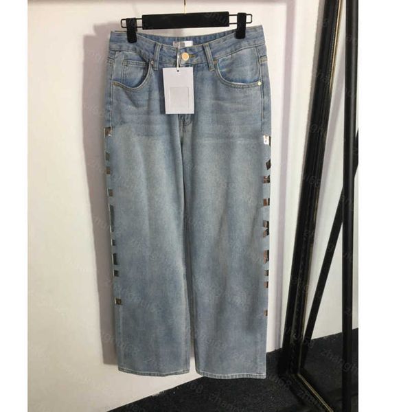 23ss designer jeans feminino calças jeans jeans com estampa de alfabeto de lantejoulas calças jeans de pernas largas roupas femininas de alta qualidade a1